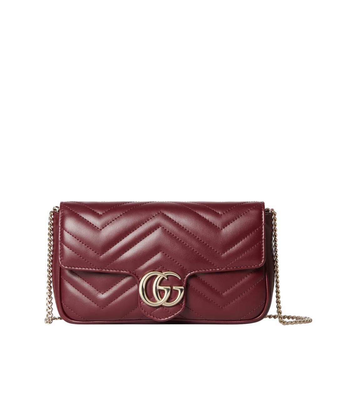 GUCCI Бордовая кожаная сумка через плечо, фото 1