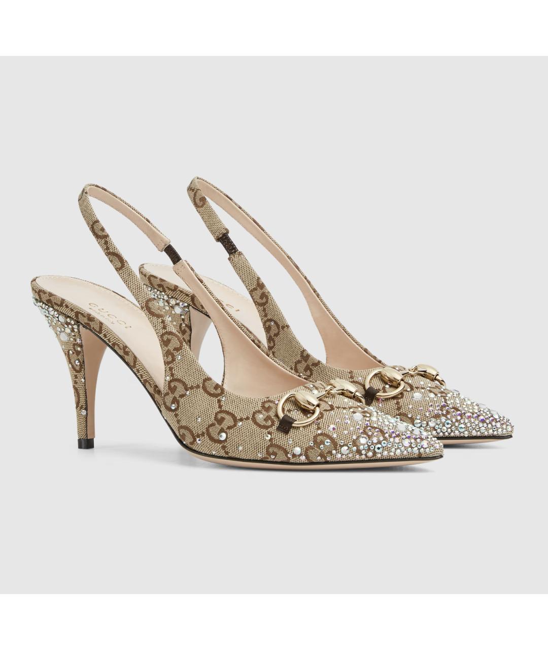 GUCCI Бежевые текстильные туфли, фото 2