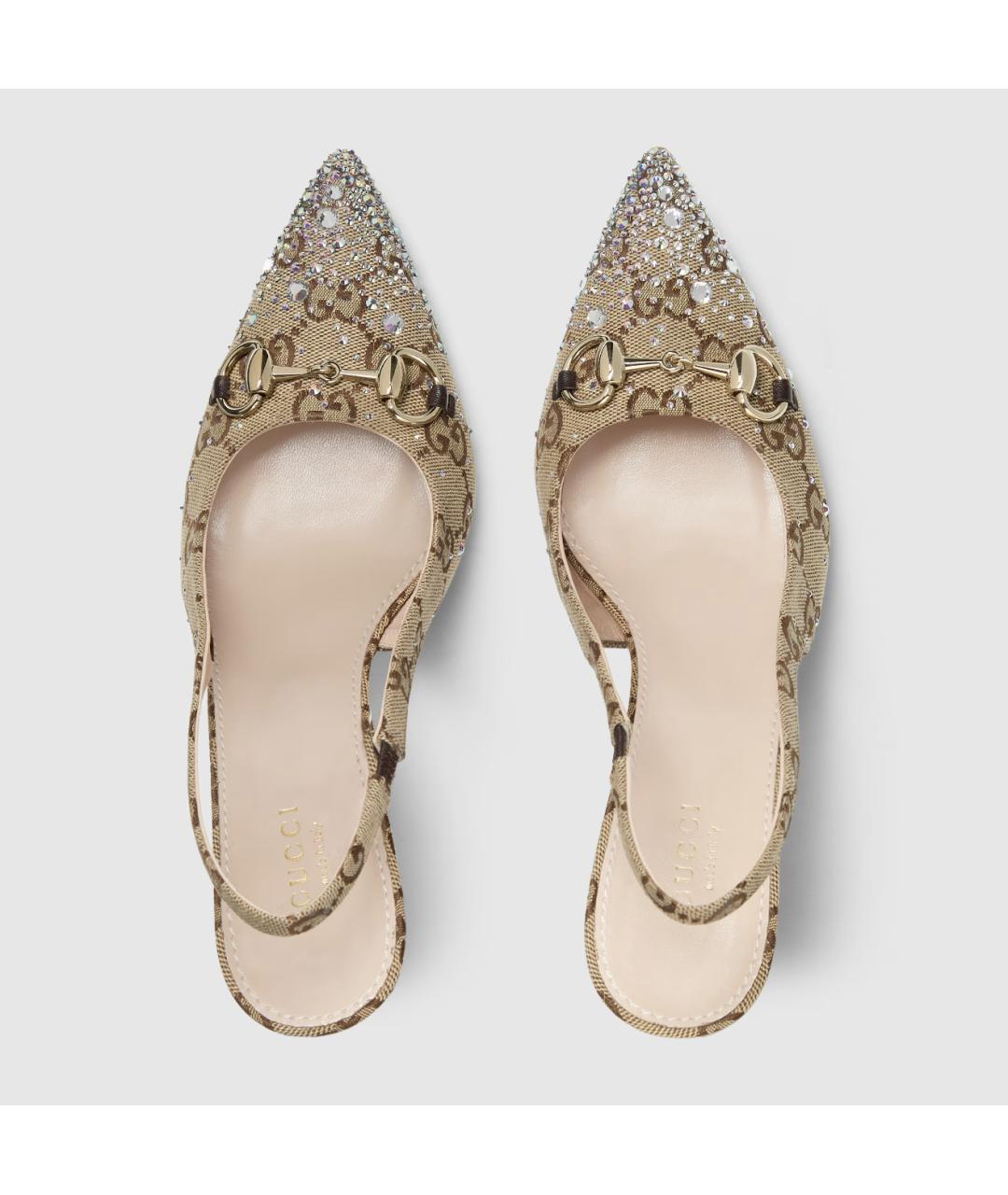 GUCCI Бежевые текстильные туфли, фото 4