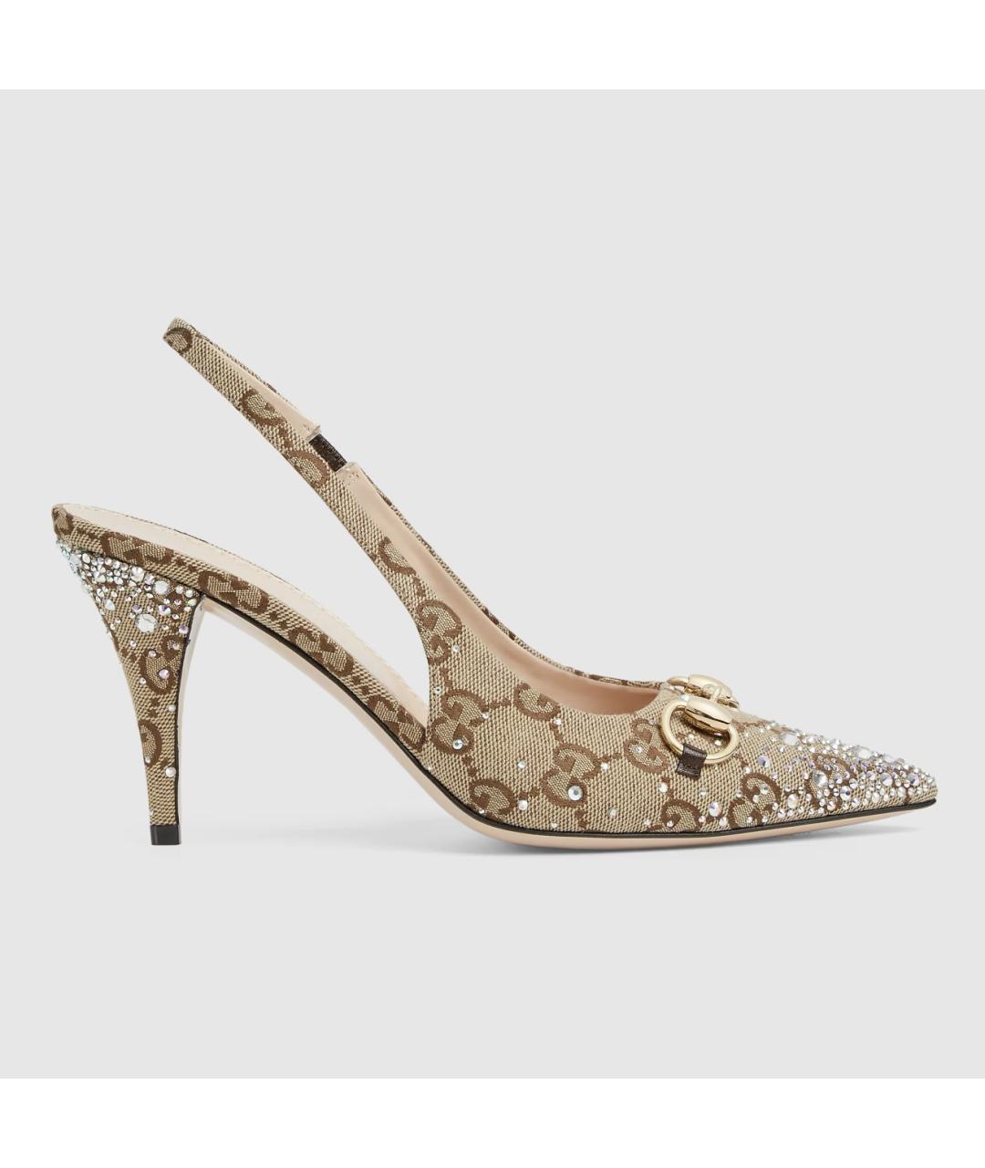 GUCCI Бежевые текстильные туфли, фото 6