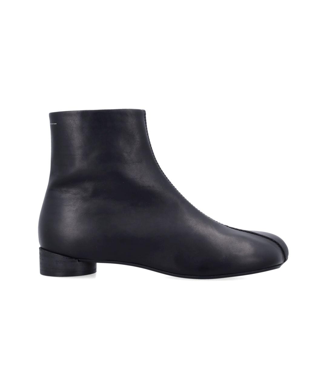 MM6 MAISON MARGIELA Черные кожаные высокие ботинки, фото 1