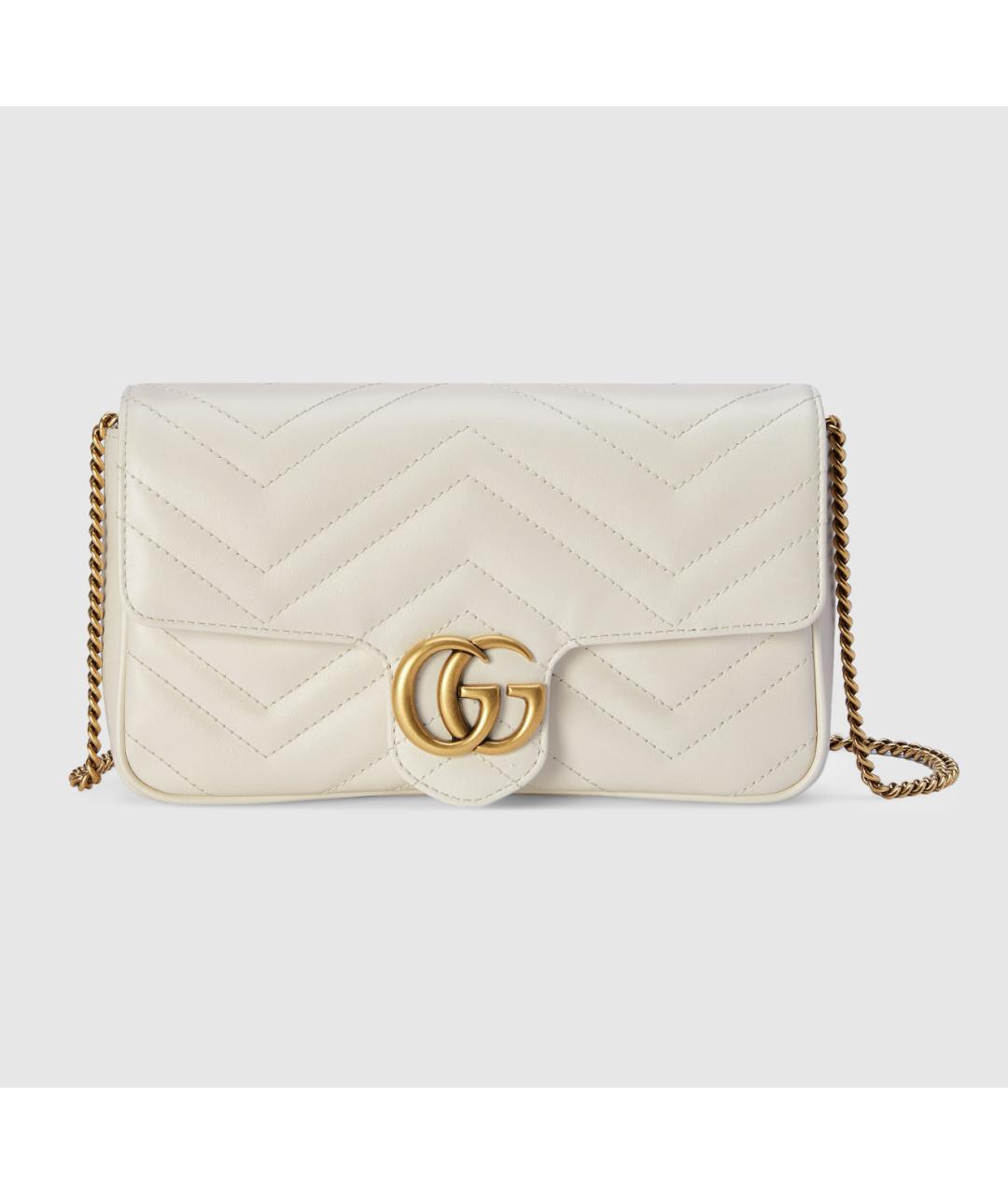 GUCCI Белая кожаная сумка через плечо, фото 7