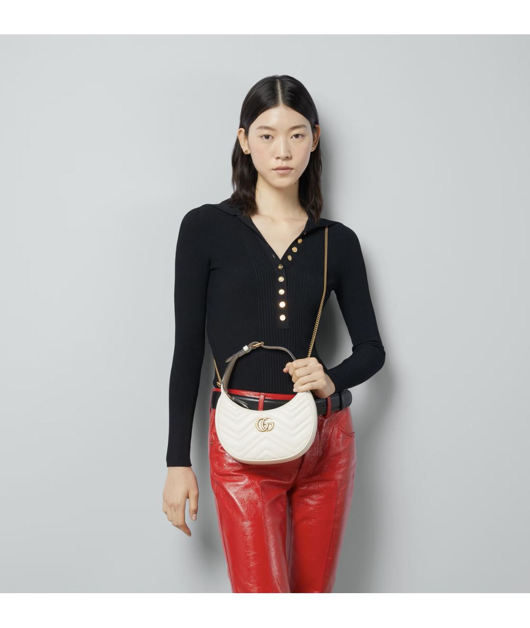 GUCCI Белая кожаная сумка через плечо, фото 3
