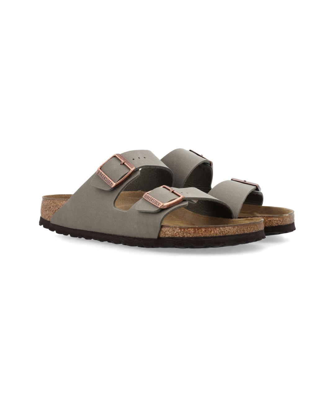 BIRKENSTOCK Серые кожаные шлепанцы, фото 2