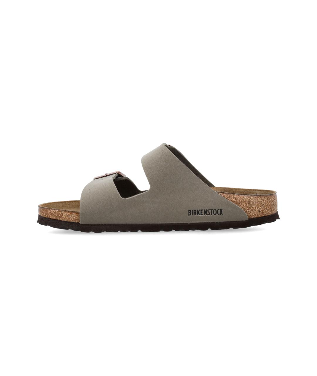 BIRKENSTOCK Серые кожаные шлепанцы, фото 3