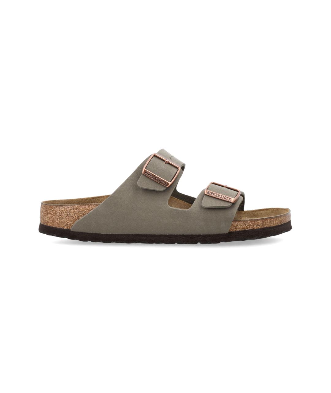BIRKENSTOCK Серые кожаные шлепанцы, фото 1