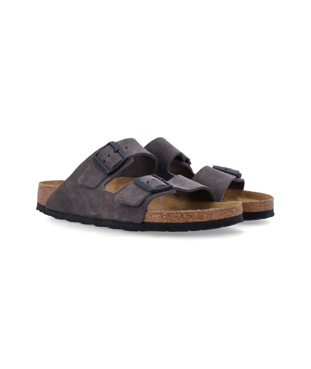 BIRKENSTOCK Антрацитовые замшевые шлепанцы, фото 2