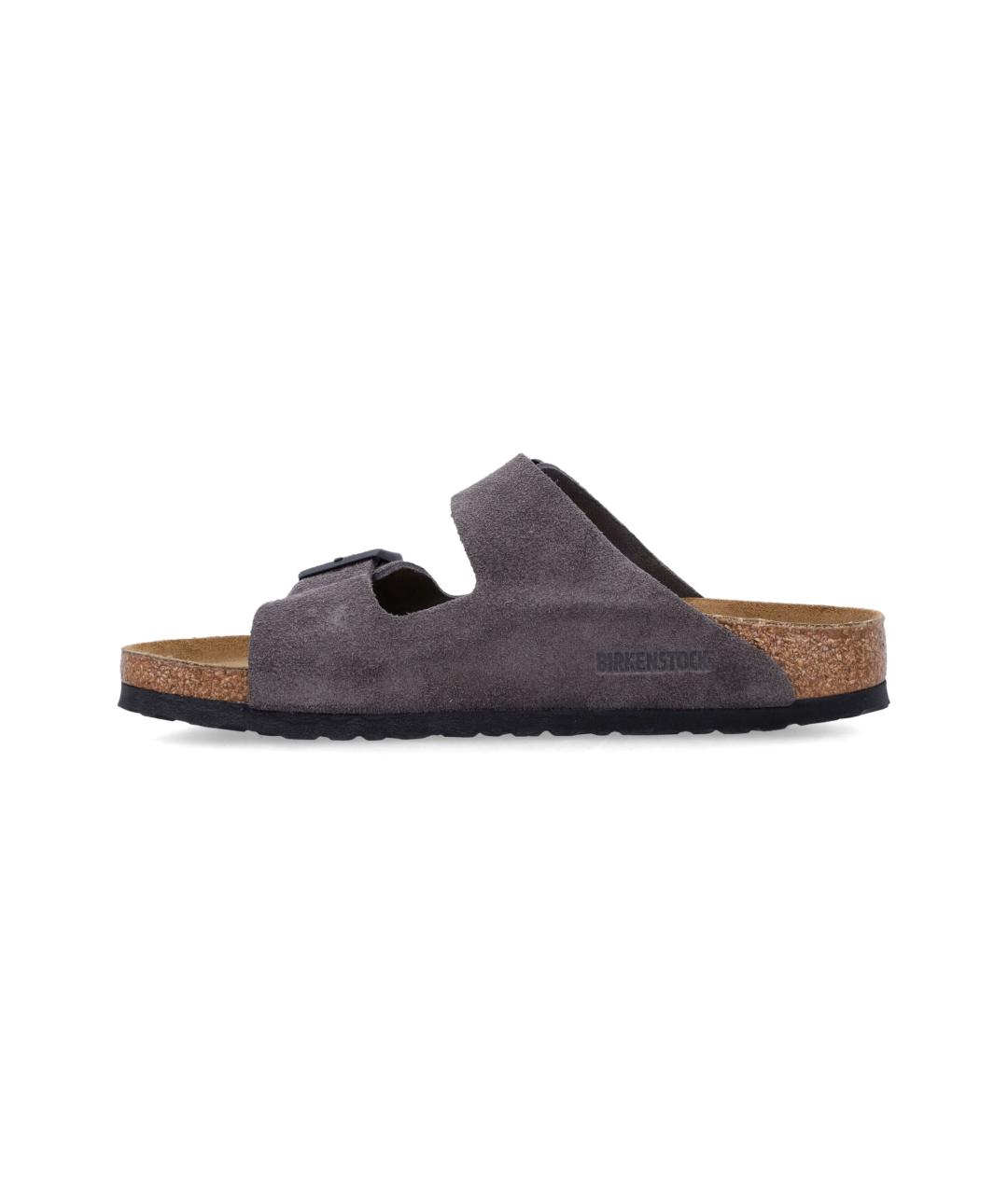 BIRKENSTOCK Антрацитовые замшевые шлепанцы, фото 3