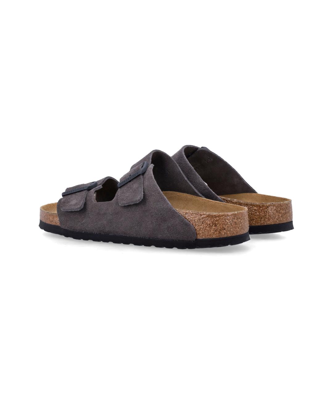 BIRKENSTOCK Антрацитовые замшевые шлепанцы, фото 4