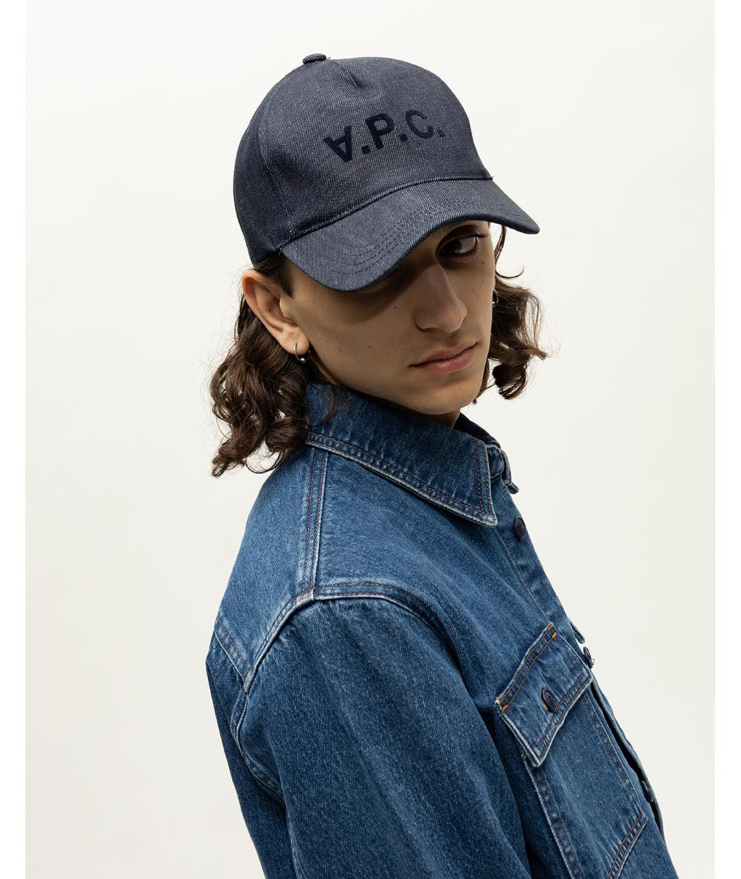 A.P.C. Темно-синяя хлопковая кепка, фото 4