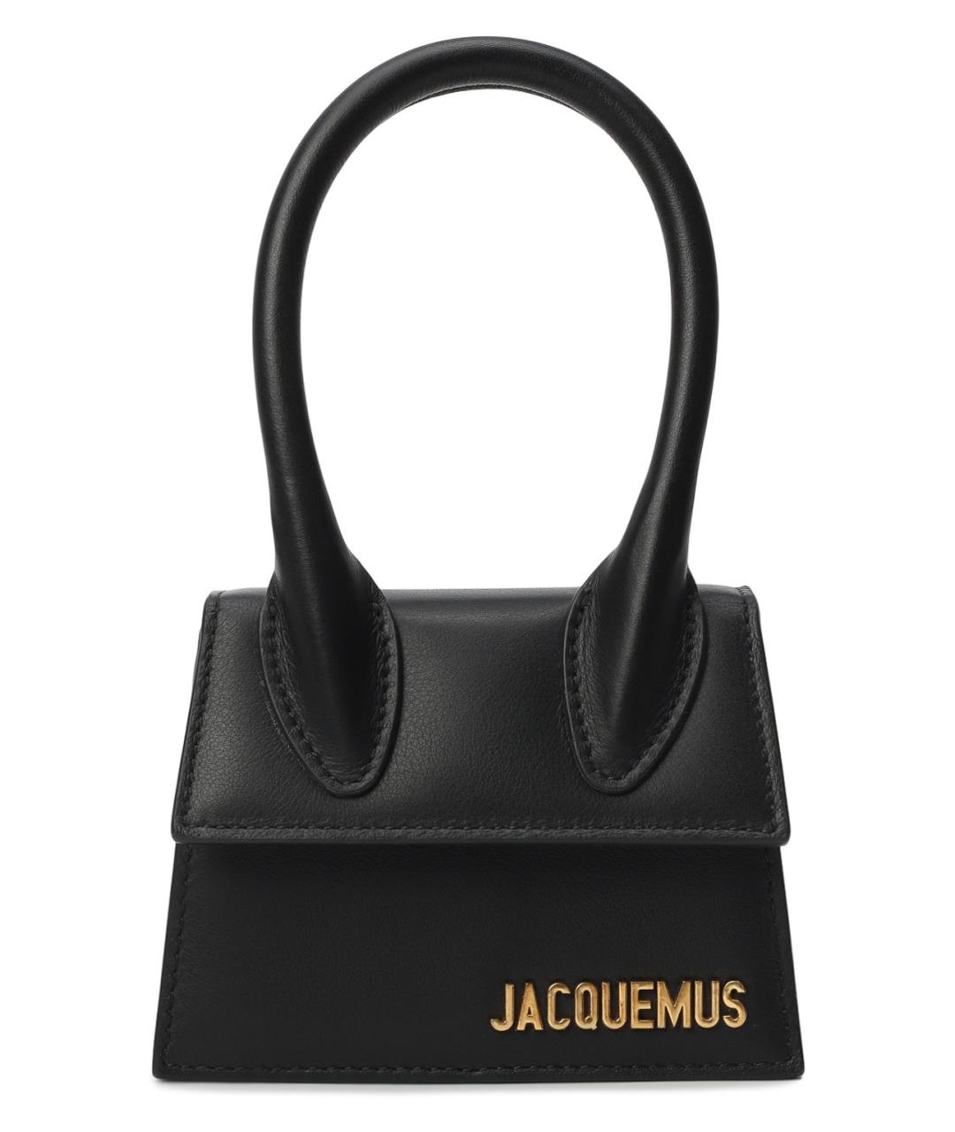 JACQUEMUS Черная кожаная сумка с короткими ручками, фото 1