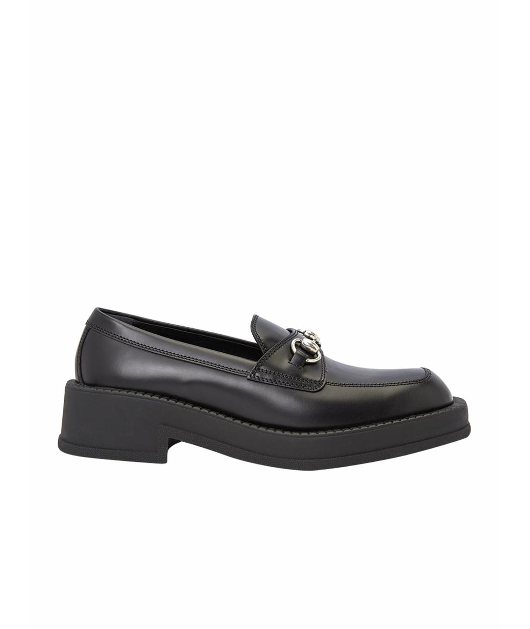 GUCCI Черные кожаные лоферы, фото 1