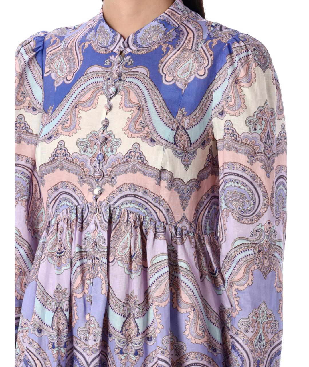ZIMMERMANN Фиолетовое льняное повседневное платье, фото 4