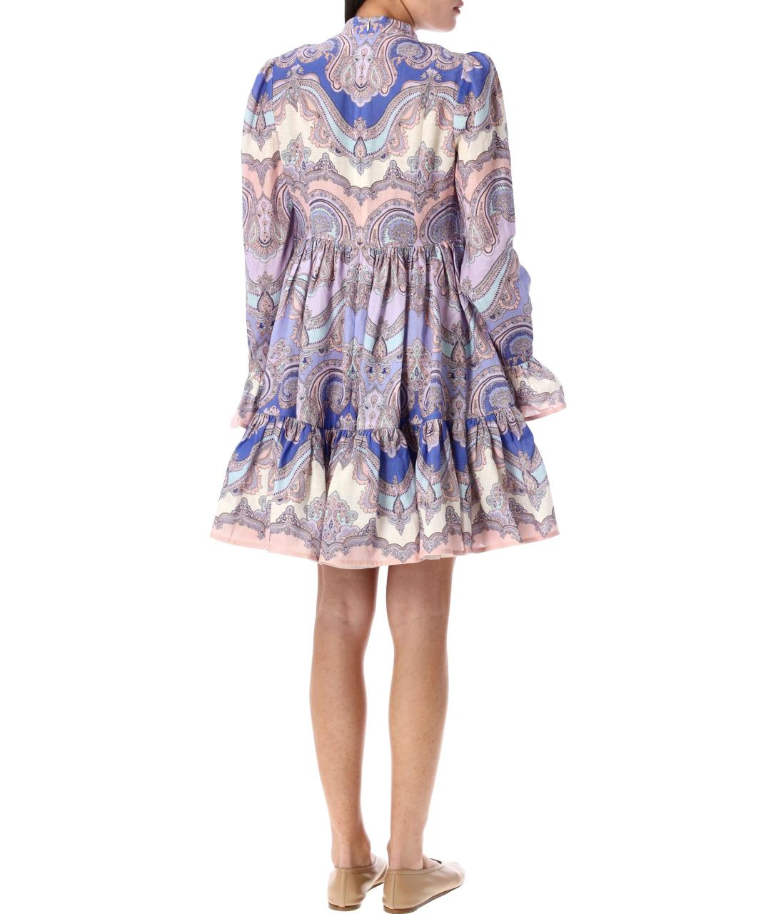 ZIMMERMANN Фиолетовое льняное повседневное платье, фото 3
