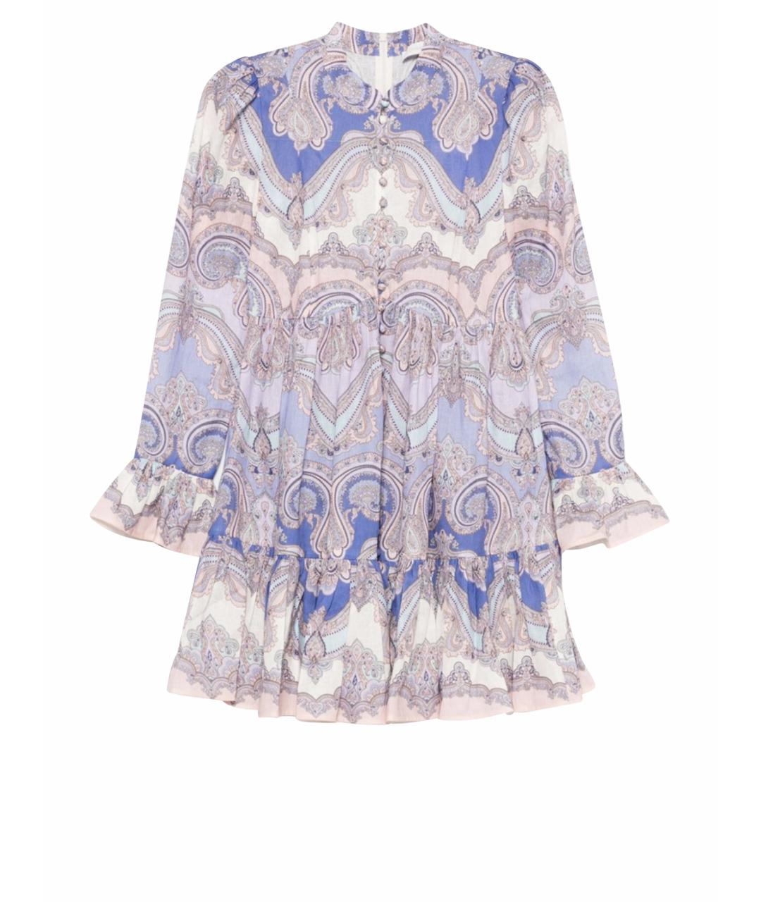 ZIMMERMANN Фиолетовое льняное повседневное платье, фото 1
