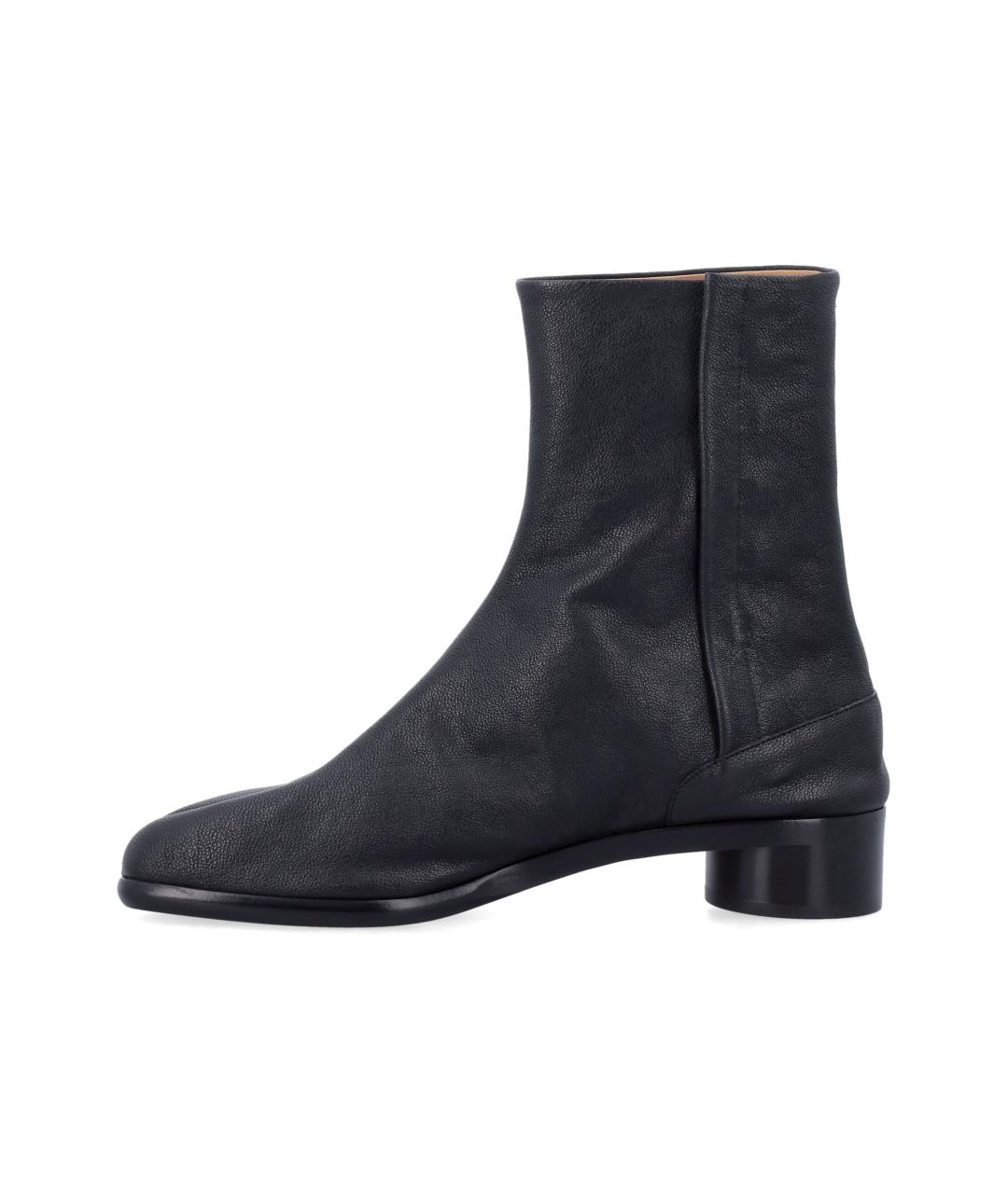 MAISON MARGIELA Черные кожаные высокие ботинки, фото 3
