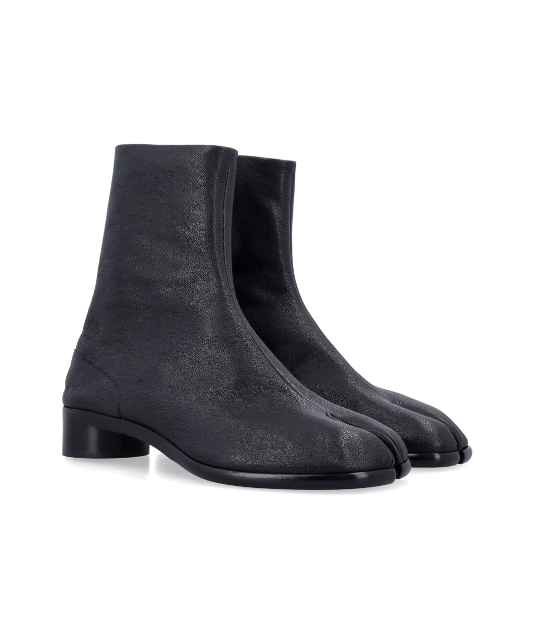 MAISON MARGIELA Черные кожаные высокие ботинки, фото 2