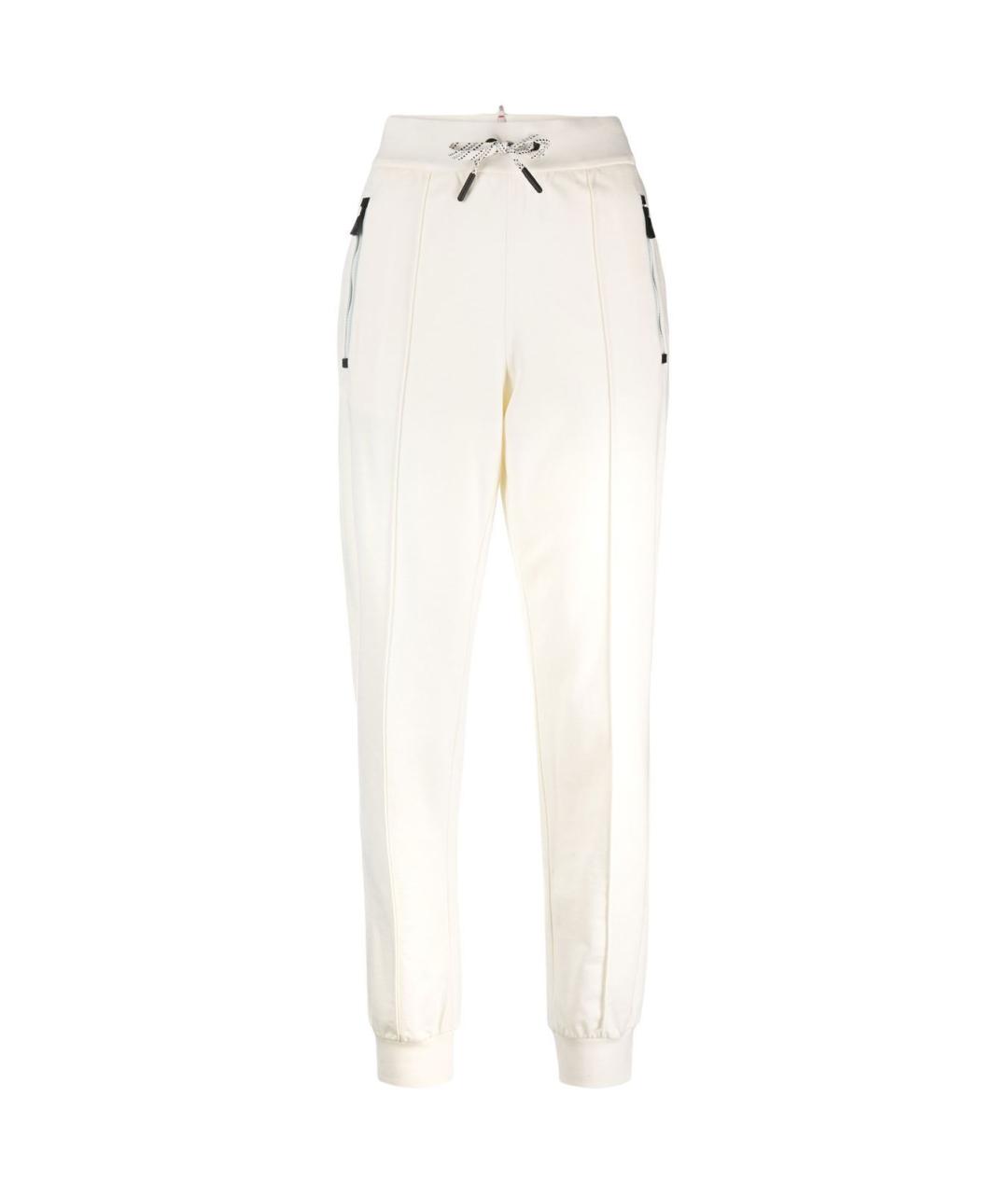 MONCLER Белые хлопковые прямые брюки, фото 1