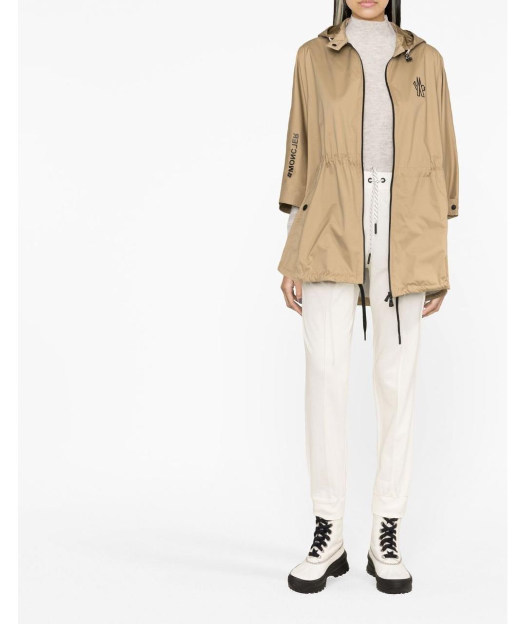 MONCLER Белые хлопковые прямые брюки, фото 2