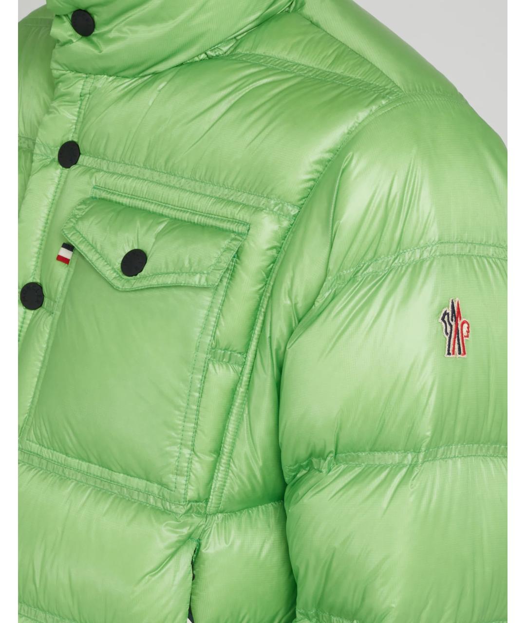 MONCLER Зеленый полиамидовый пуховик, фото 5