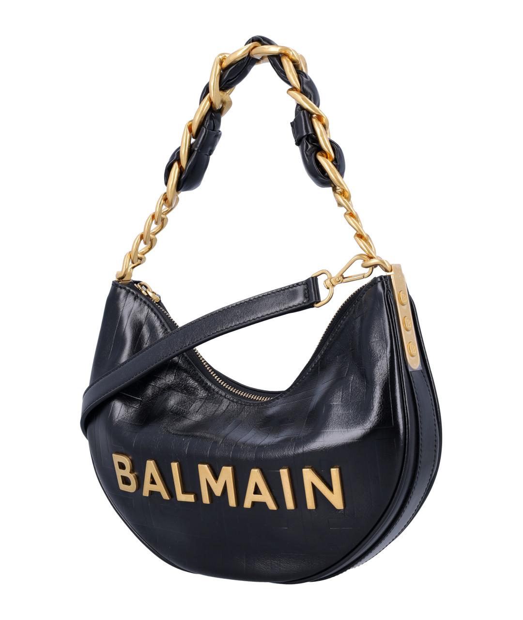 BALMAIN Черная кожаная сумка через плечо, фото 3
