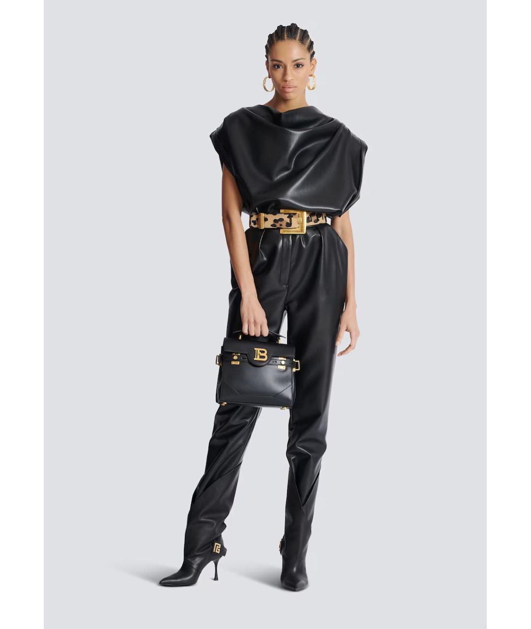 BALMAIN Черная кожаная сумка тоут, фото 6