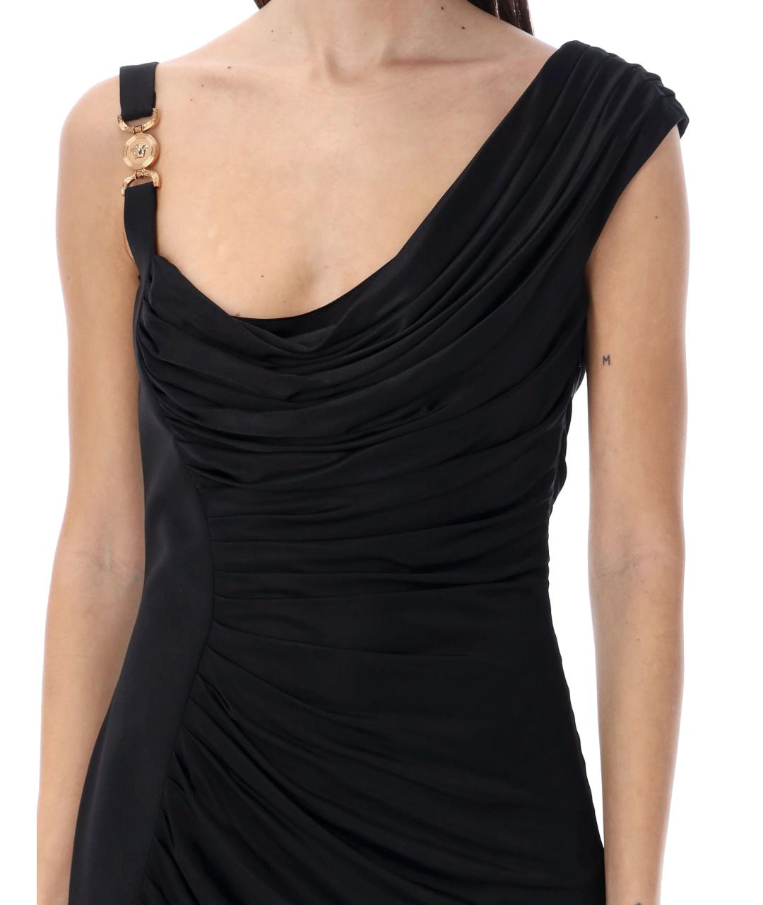 VERSACE Черное вискозное коктейльное платье, фото 4