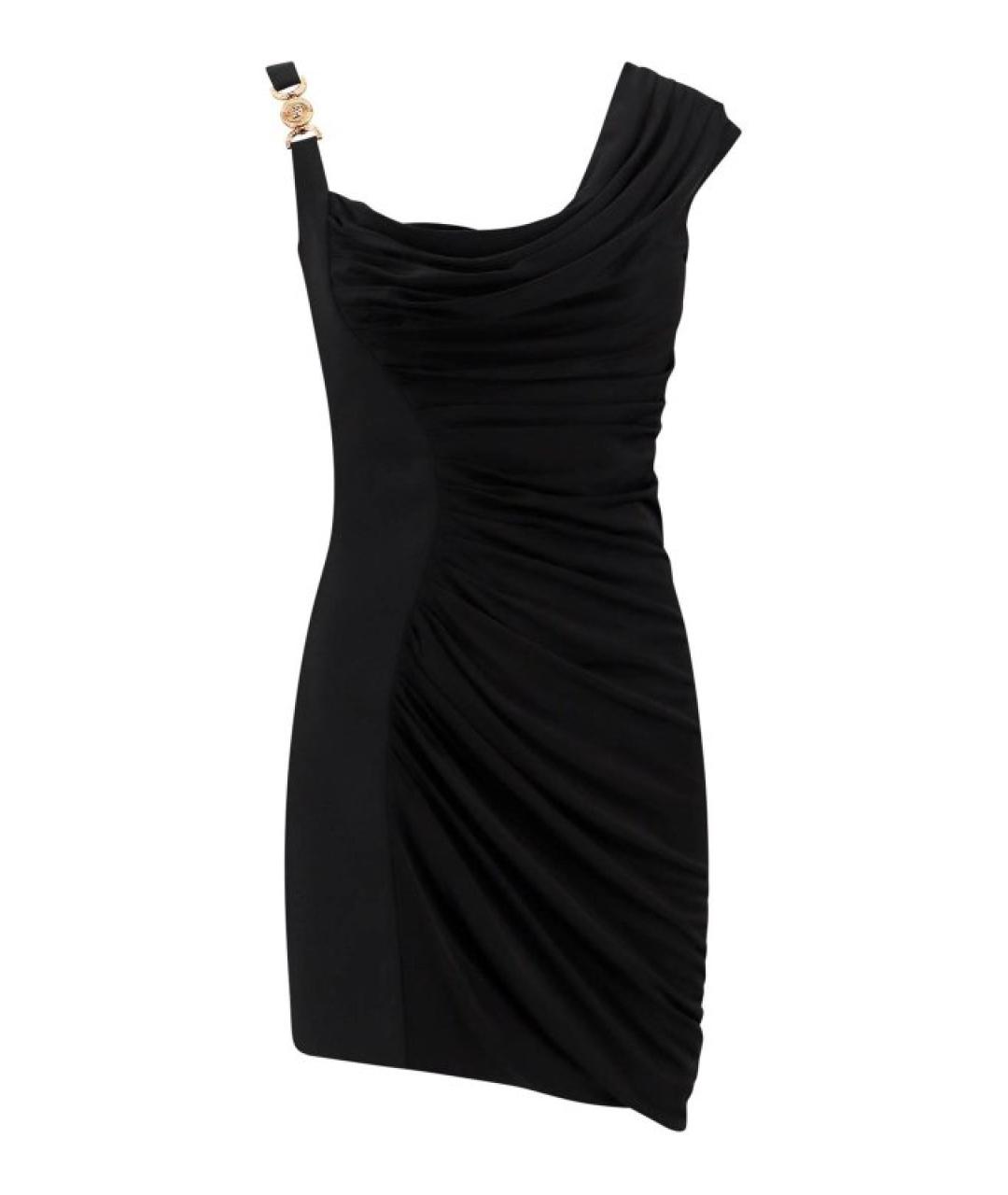 VERSACE Черное вискозное коктейльное платье, фото 1