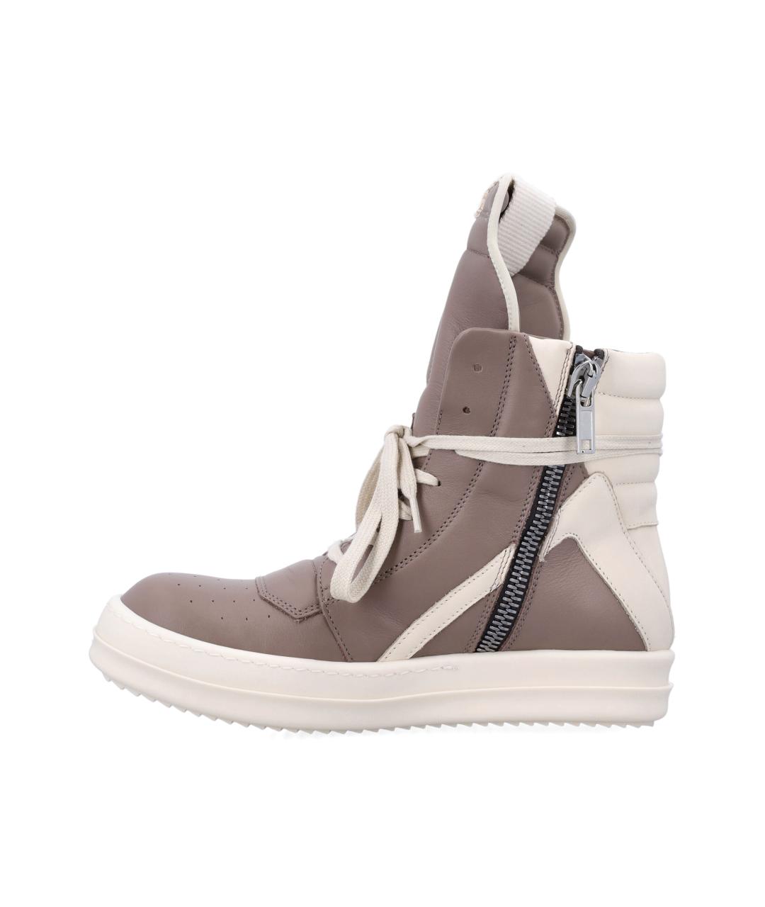 RICK OWENS Коричневые кожаные кроссовки, фото 3