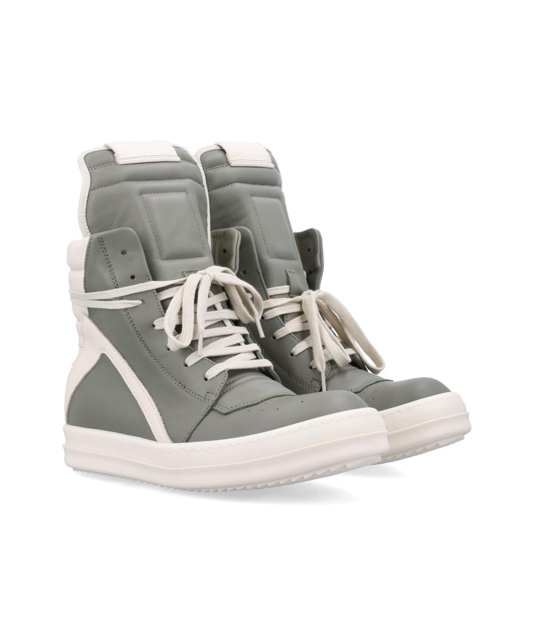 RICK OWENS Зеленые кожаные кроссовки, фото 2