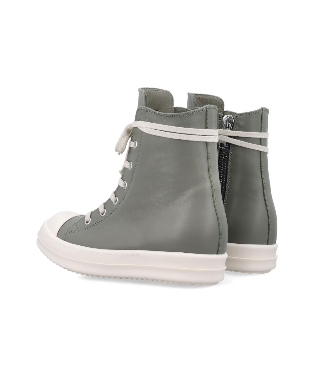 RICK OWENS Серые кожаные кроссовки, фото 4