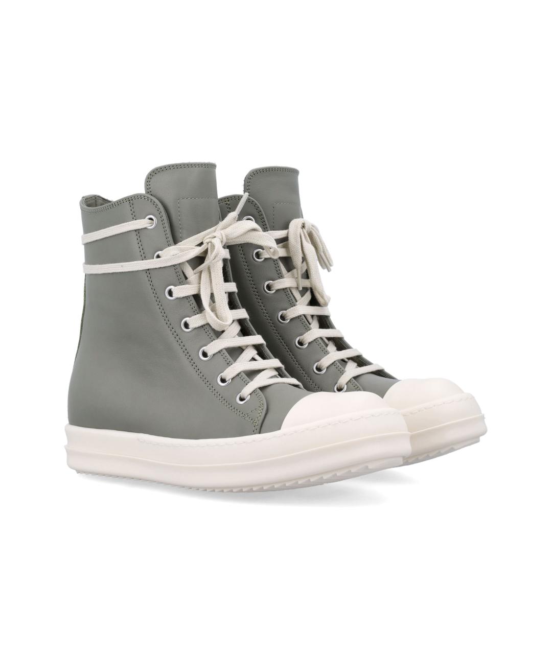 RICK OWENS Серые кожаные кроссовки, фото 2