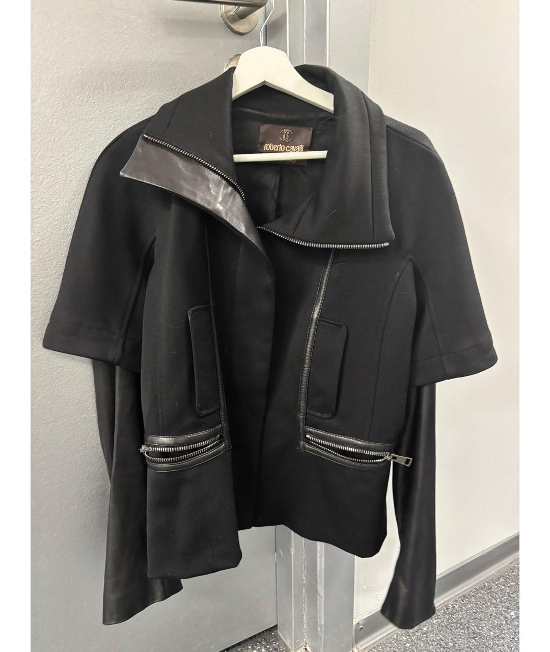 ROBERTO CAVALLI Черная кожаная куртка, фото 4