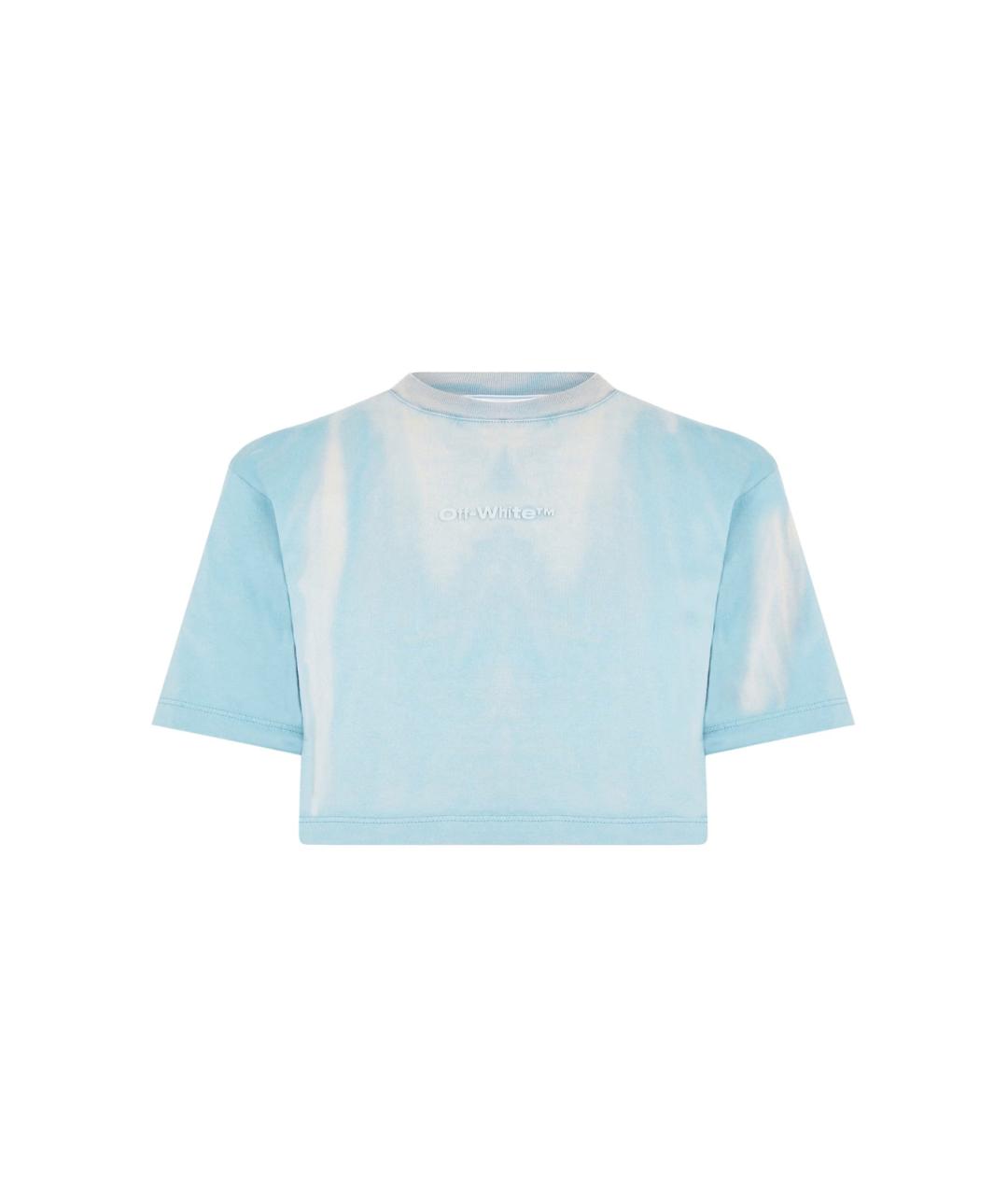 OFF-WHITE Голубая хлопковая футболка, фото 1