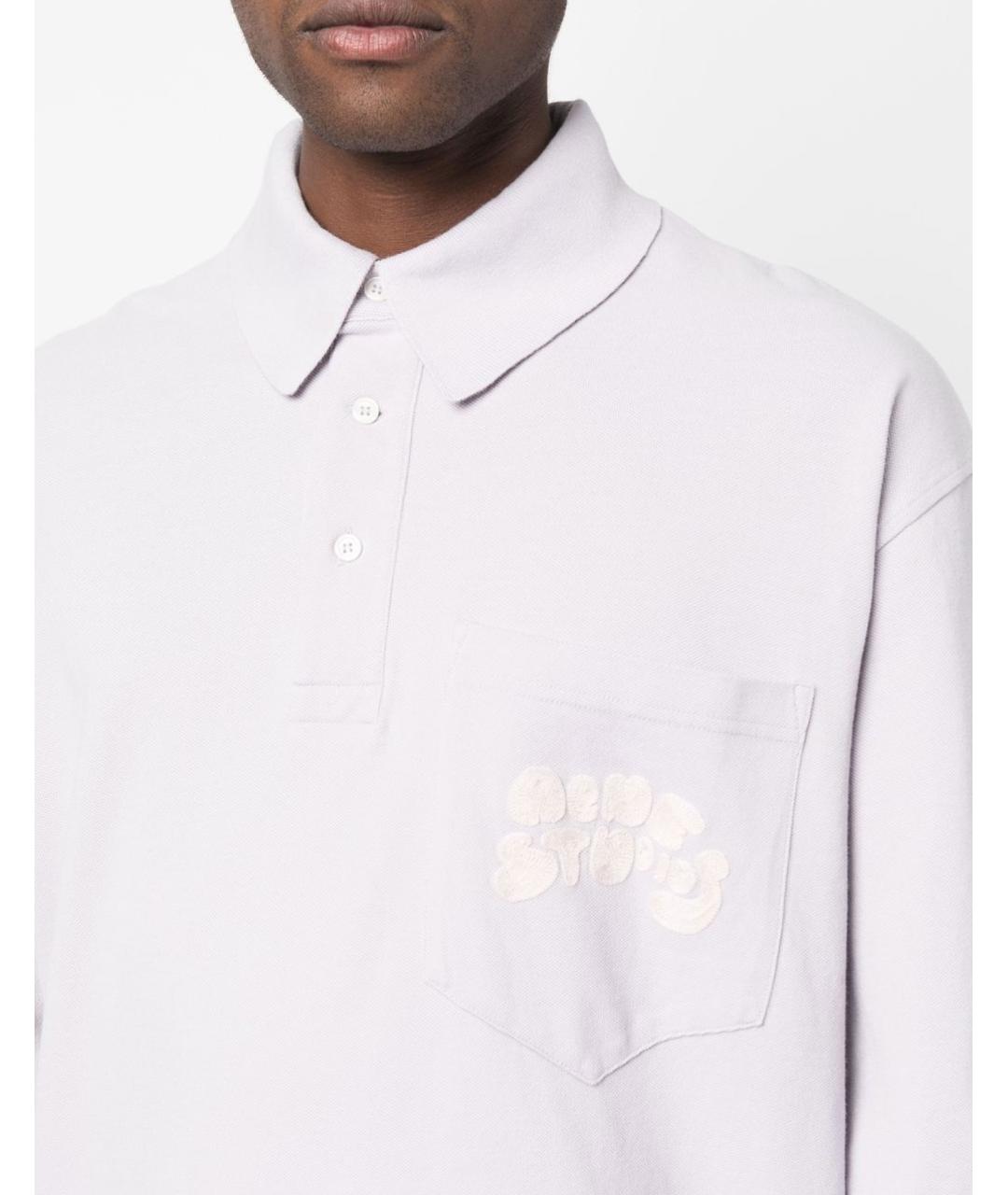 ACNE STUDIOS Фиолетовое хлопковое поло с коротким рукавом, фото 5