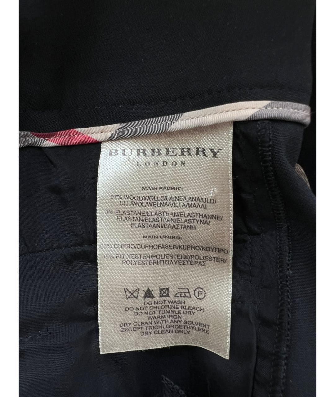 BURBERRY Черные шерстяные прямые брюки, фото 5
