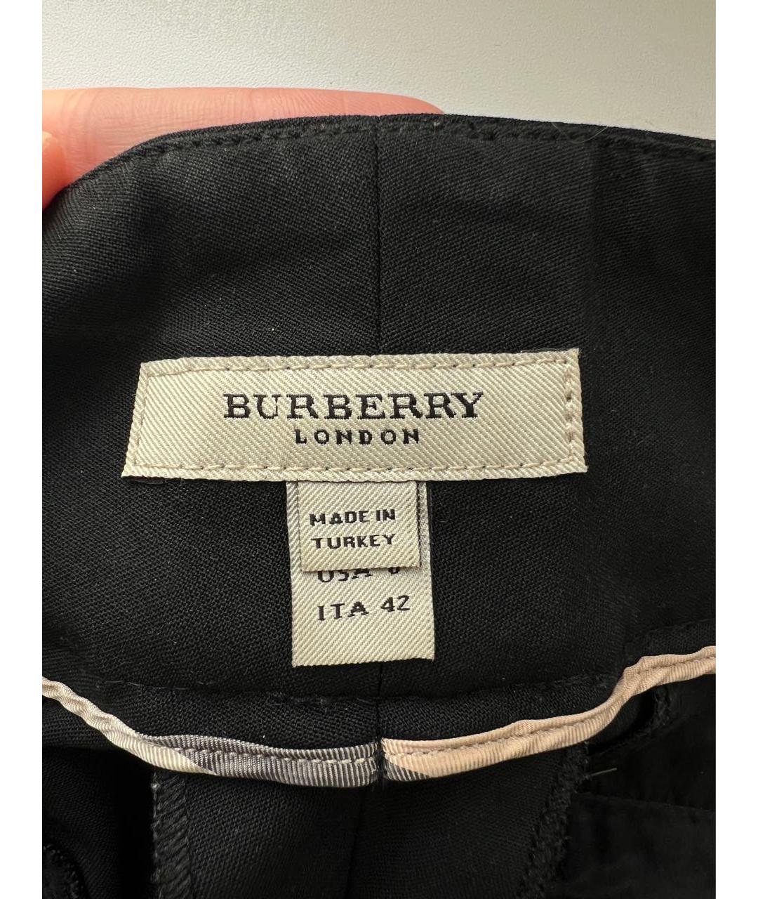 BURBERRY Черные шерстяные прямые брюки, фото 4