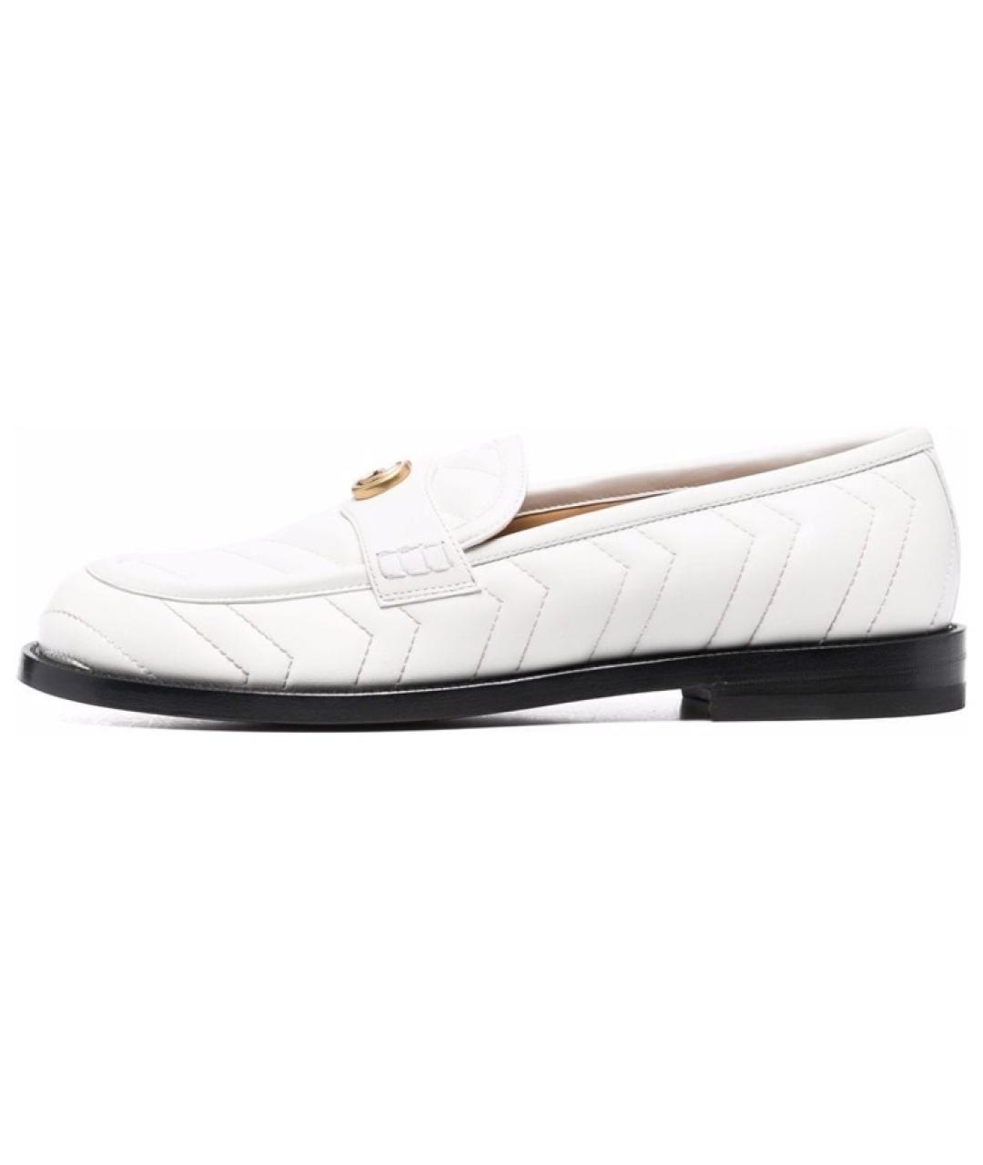 GUCCI Белые кожаные лоферы, фото 5