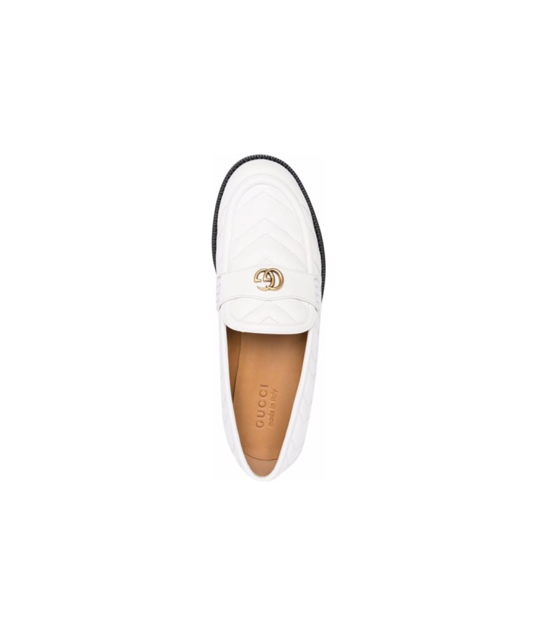GUCCI Белые кожаные лоферы, фото 4
