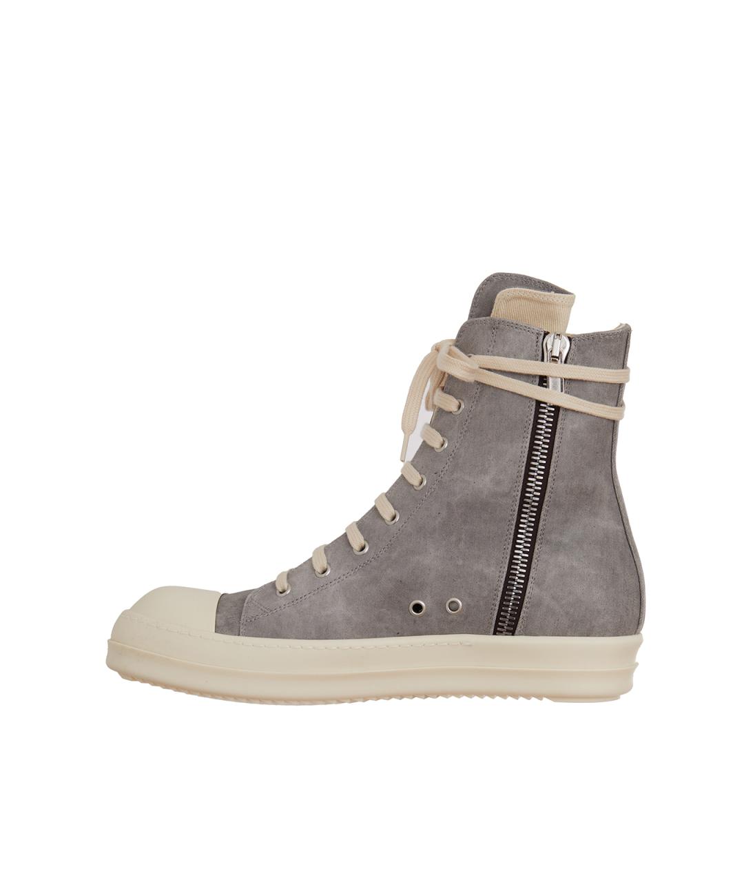 RICK OWENS DRKSHDW Серые кожаные низкие кроссовки / кеды, фото 3
