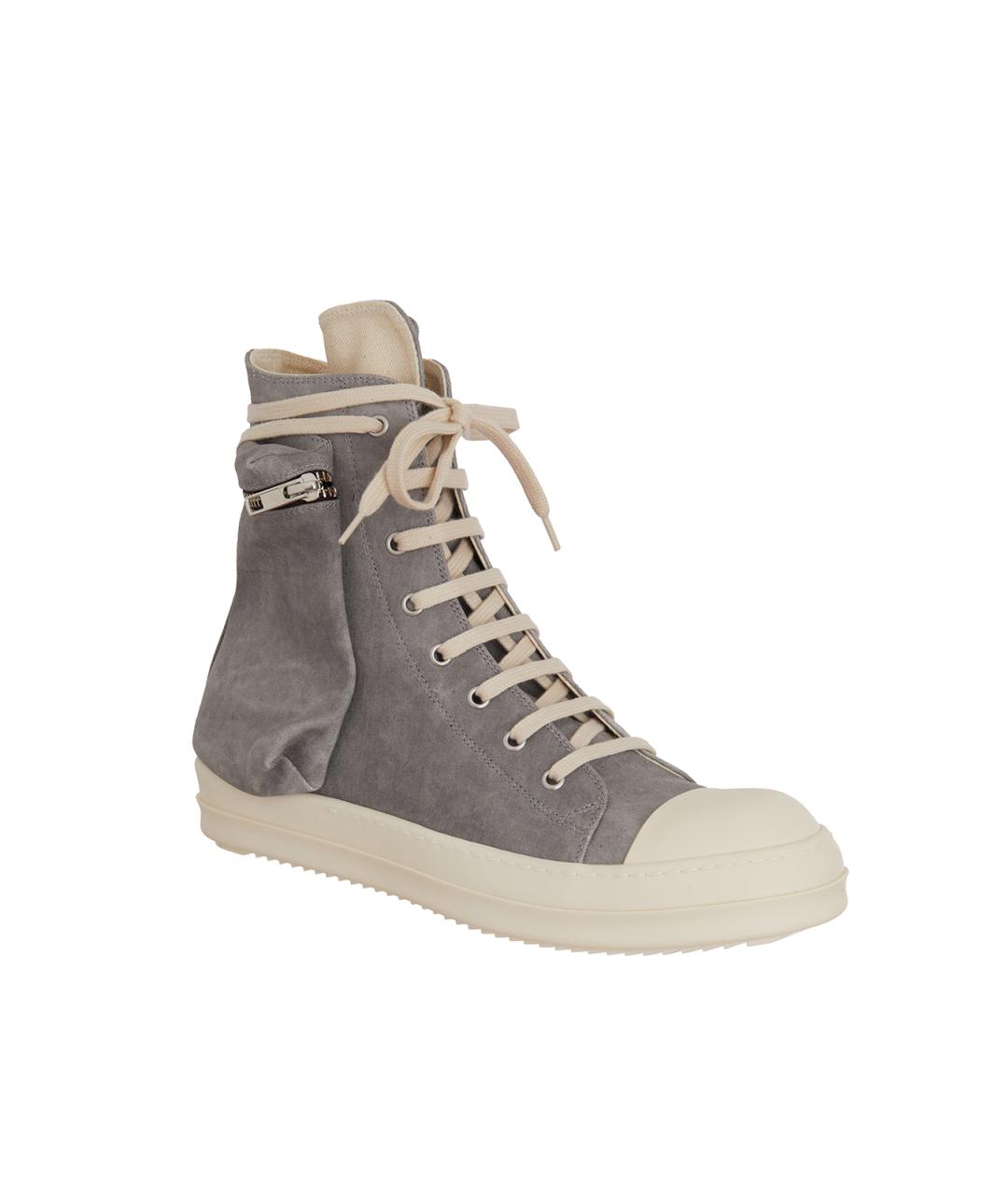 RICK OWENS DRKSHDW Серые кожаные низкие кроссовки / кеды, фото 4