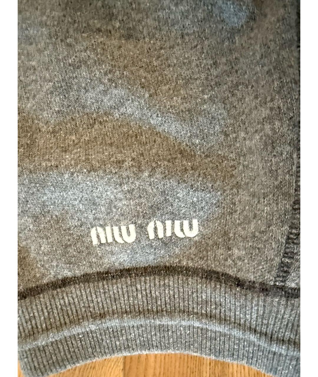MIU MIU Серые шерстяные спортивные брюки и шорты, фото 4