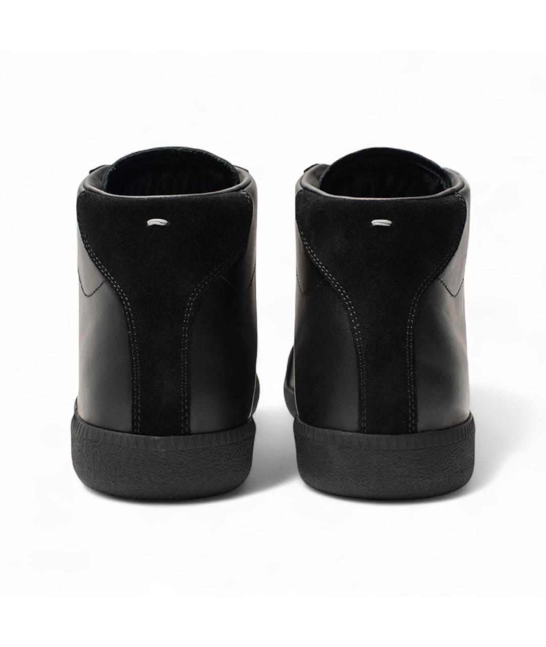 MAISON MARGIELA Черные кожаные высокие кроссовки / кеды, фото 6