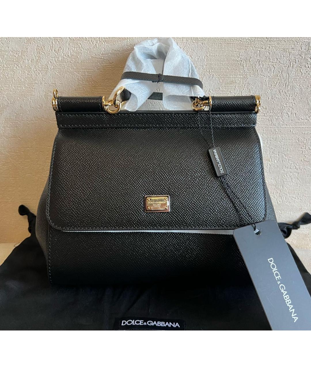 DOLCE&GABBANA Черная кожаная сумка через плечо, фото 2