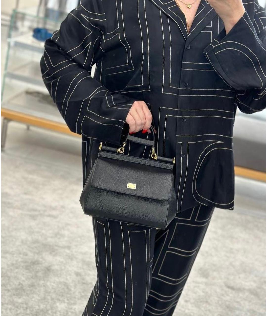 DOLCE&GABBANA Черная кожаная сумка через плечо, фото 3