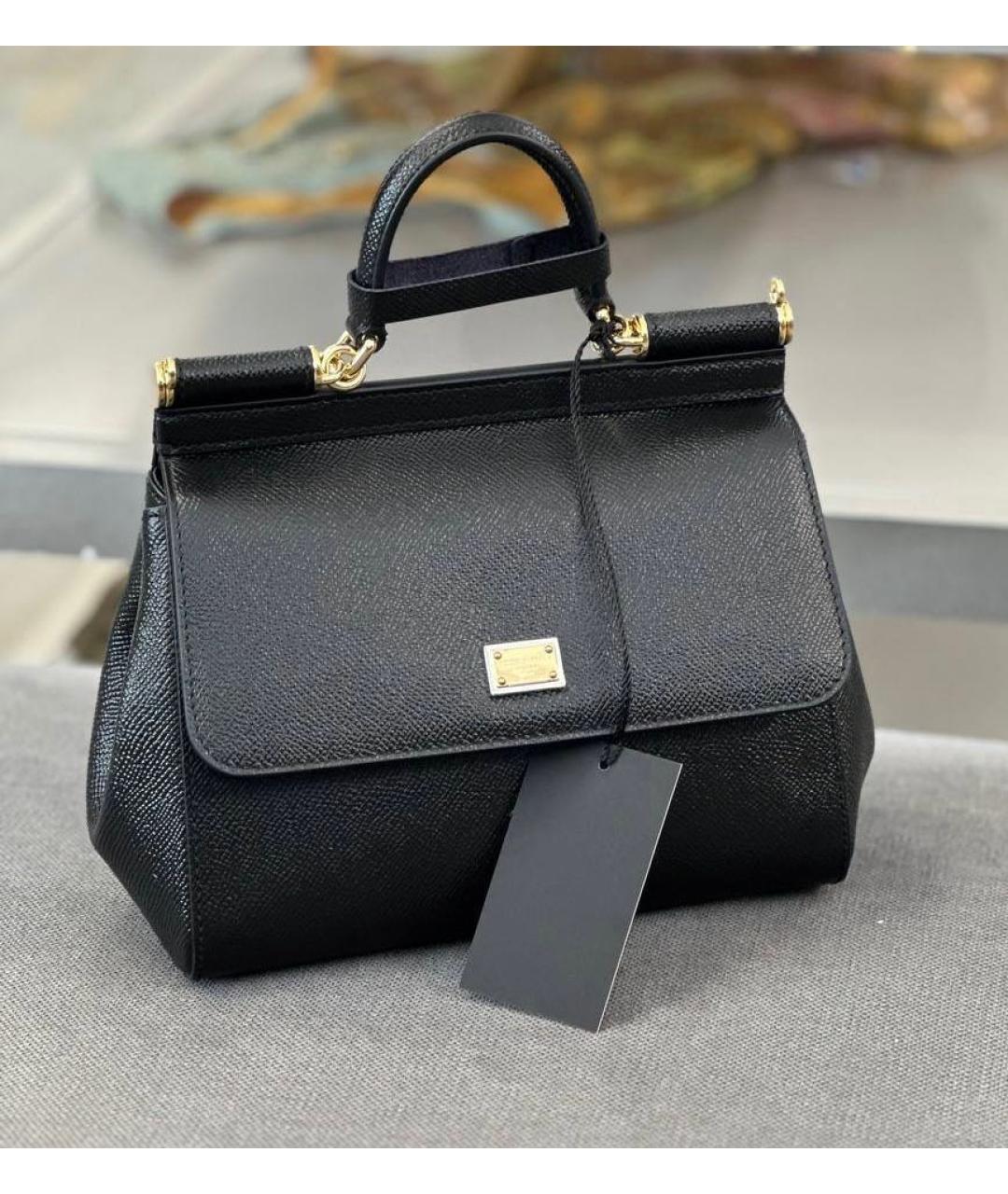 DOLCE&GABBANA Черная кожаная сумка через плечо, фото 8