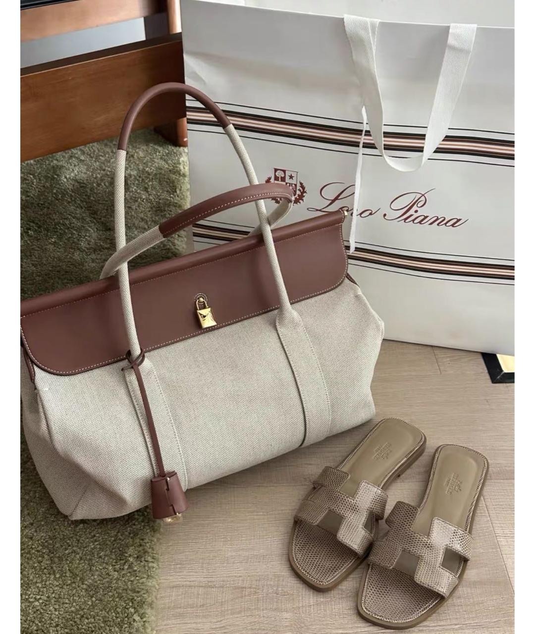 LORO PIANA Бежевая сумка тоут, фото 2