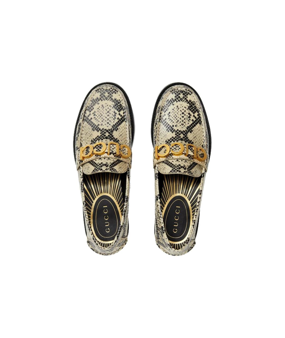 GUCCI Бежевые кожаные лоферы, фото 3