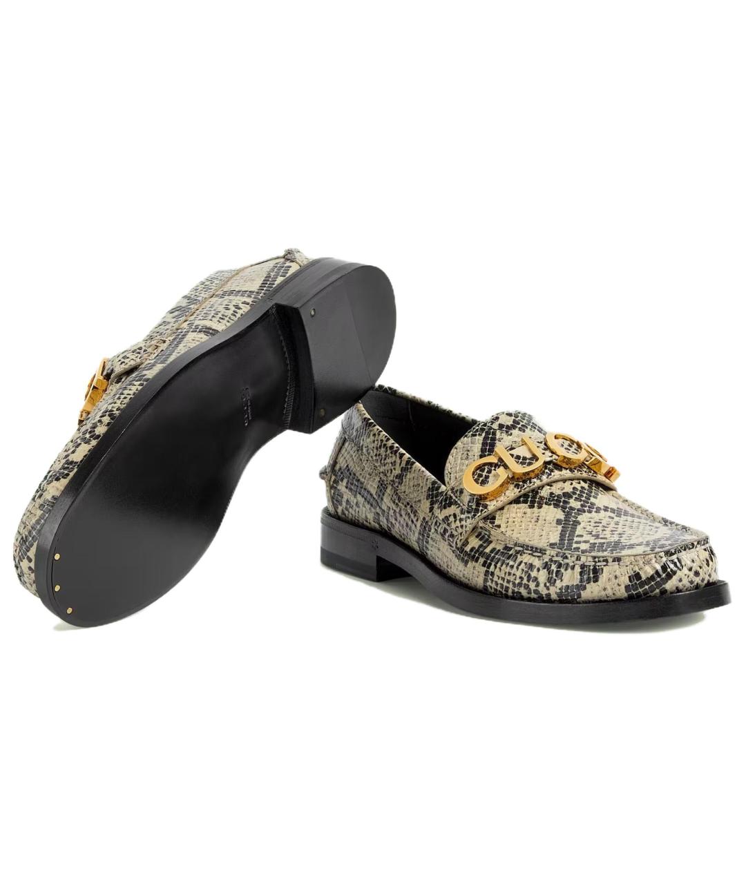 GUCCI Бежевые кожаные лоферы, фото 5