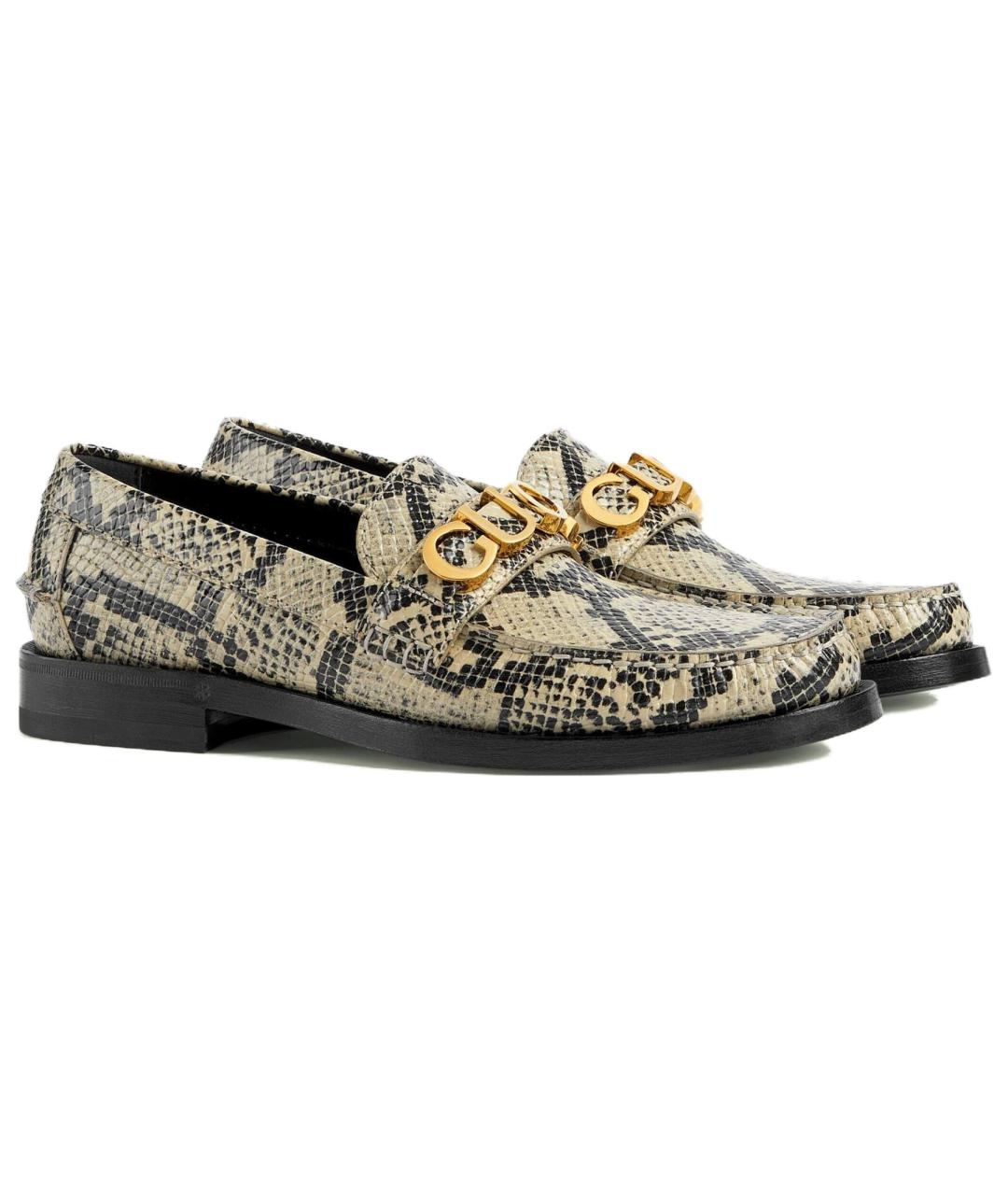 GUCCI Бежевые кожаные лоферы, фото 2